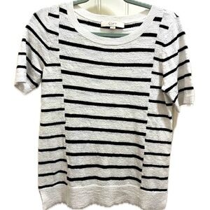 Loft Women’s Black & White Mixed Stripe Sweater Top